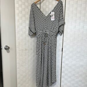 Elegant Black and White Houndstooth Dress